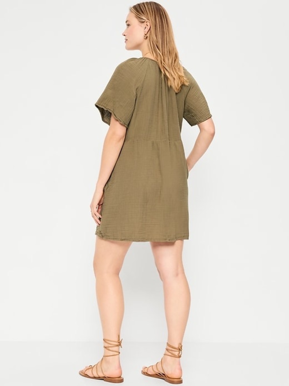 Old Navy Crinkle Gauze Flutter-Sleeve Mini Swing Dress - Large - Picture 2 of 3